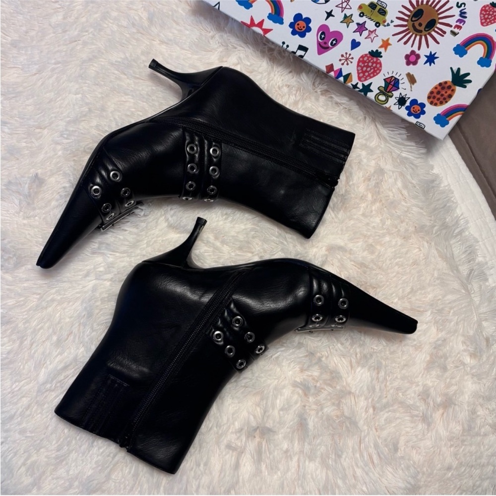 NIB/NWT Jeffery Campbell UP-2-DATE Boot 8.5 OXFD/SANG BLACK SILVER Kitten Bootie - Picture 7 of 16